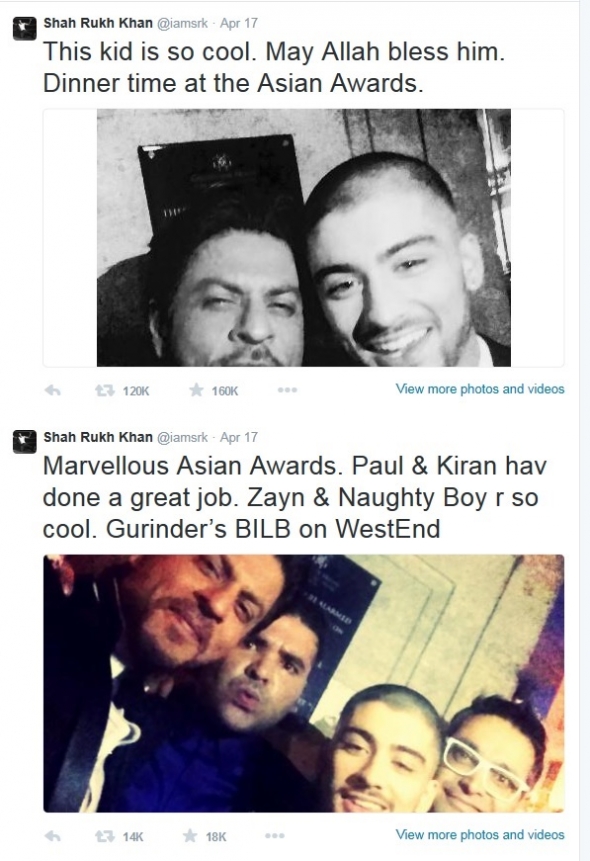 Shah Rukh Khan-Zayn Malik Asian Awards tweets