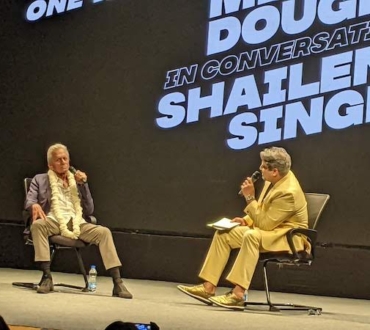 IFFI54 latest – Michael Douglas looking at Indian film project with Shailendra Singh as both discuss friendship and careers…