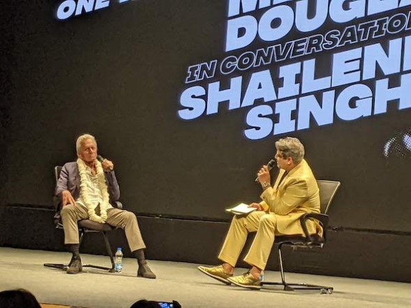 IFFI54 latest – Michael Douglas looking at Indian film project with Shailendra Singh as both discuss friendship and careers…